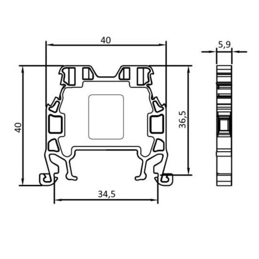 ONKA 2.5mm2 Screw rail terminal DIN rail terminal 2-wire gray, 1010012