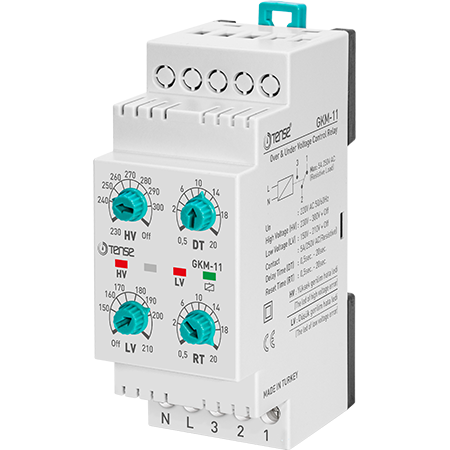 Monitoring/protection three-phase relay for overvoltage and undervoltage monitoring.