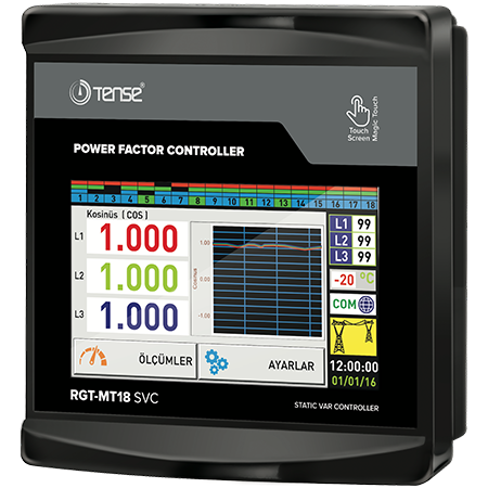RGT-MT18 - Reaktiivisen tehon säädin 18-tasoinen +TCR RS485 ModBus -väylän kanssa
