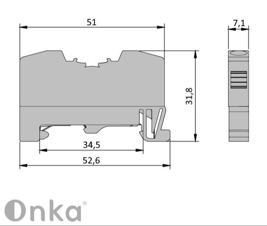 ONKA 4mm2 PE spring-loaded connector DIN rail connector 2-wire gray, 1020299