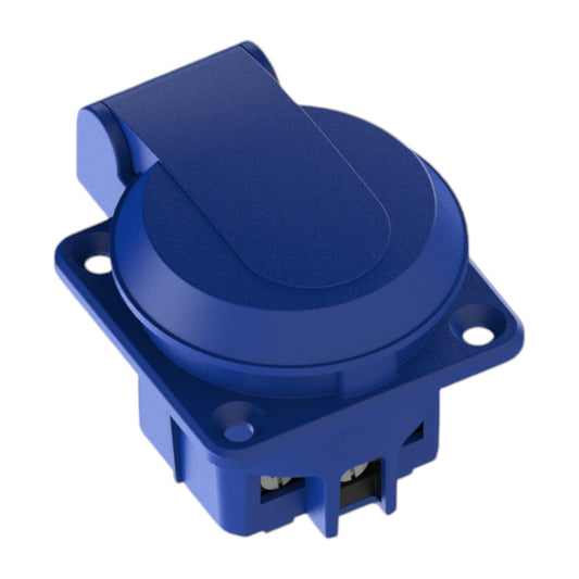 Hermeettinen pistorasia 2P+Z, 230/220v, maadoituksella, IP44, läpällä, sininen, 250V Schuko
