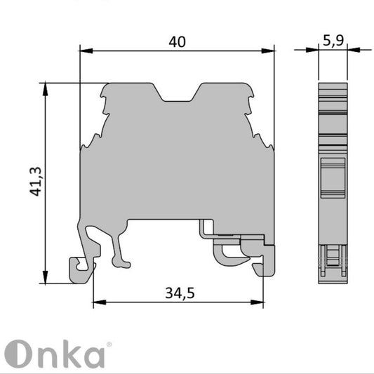 ONKA 2.5mm2 PE Screw rail terminal DIN rail terminal 2-wire gray, 1010219