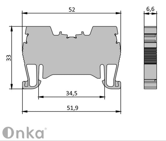 ONKA 4mm2 spring rail connector DIN rail connector 2-wire blue, 1020027
