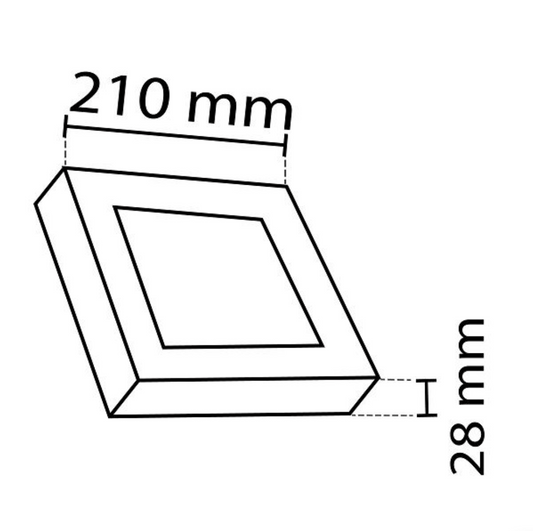 NOAS plafoniera, LED-paneeli 18W / 1620Lm kylmä valkoinen / 6500K katto neliö, YL15-1800