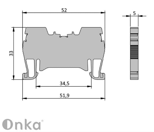 ONKA 1,5 mm2 jousikiskoliitin DIN-kiskoliitin 2-johdin harmaa, 1020002