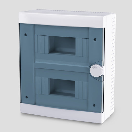 ARS Modular switch cabinet 16 MOD (16 fuses), surface-mounted switch cabinet, plastic, transparent door IP40, 341205