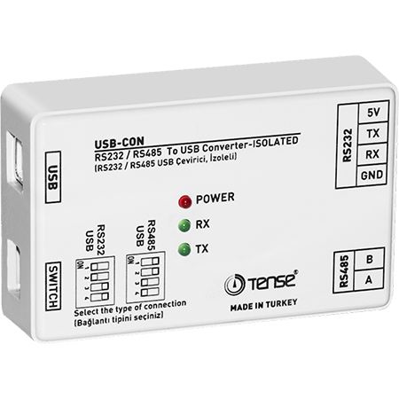 Modbus-liitäntämuunnin RS485-RS232 PC:hen USB:n kautta.