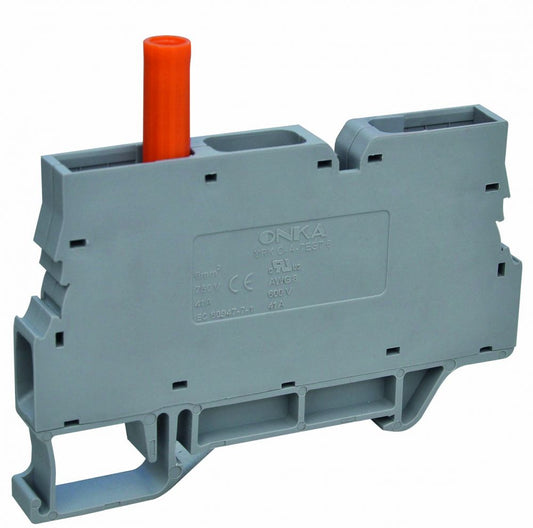 ONKA 6mm2 Screw rail terminal for DIN rail 2-wire screw rail terminal with gray test connector, 1010213