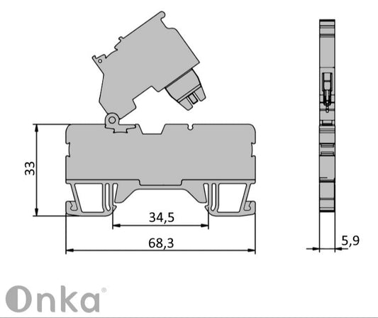 ONKA 2.5 mm2 screw-type fuse terminal (fuse not included) gray, 1020223