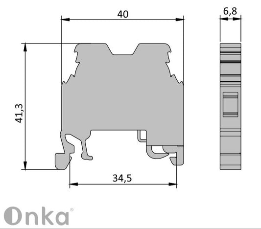 ONKA 4mm2 PE Screw rail terminal DIN rail terminal 2-wire gray, 1010220