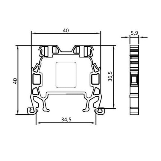 ONKA 2.5 mm2 screw rail terminal DIN rail terminal 2-wire blue, 1010015