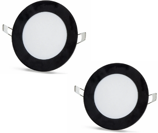 2 kpl - pyöreä LED-paneeli 6W / 540Lm kylmänvalkoinen musta kehys pyöreä upotettu (virtalähde sisältyy) 6500K YL10-0600-S