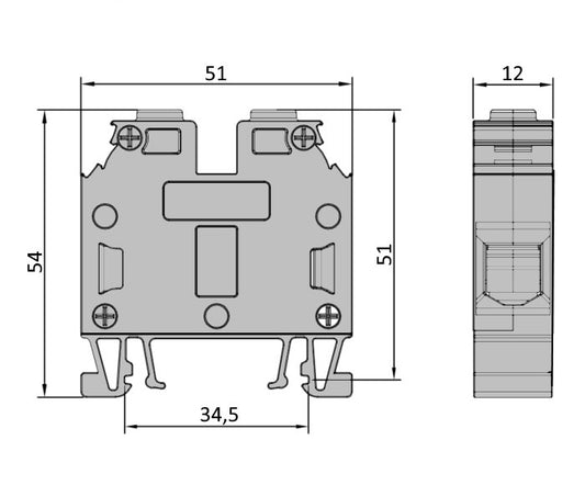 ONKA 16mm2 Screw rail terminal DIN rail terminal 2-wire blue, 1010055