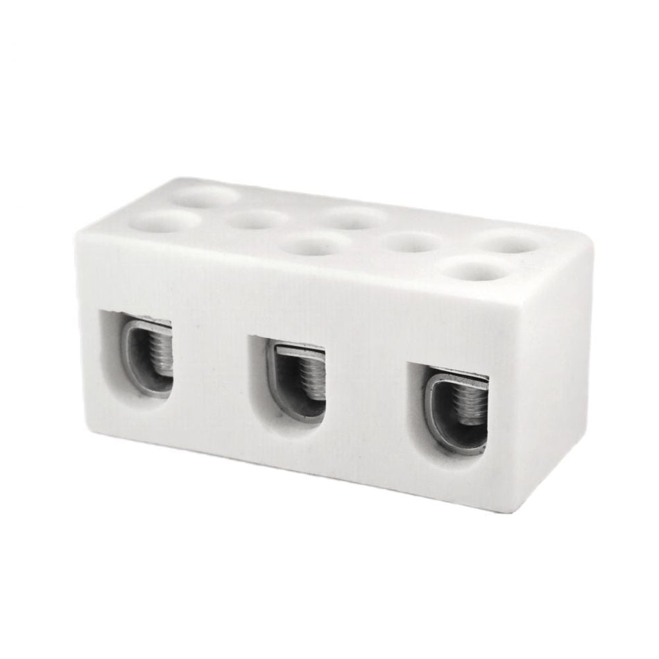 ONKA 25mm2 / 3-raita Steatiitti / Keraaminen / Posliini liitin - POSLIINI TERMINAALISALPA, 1070013