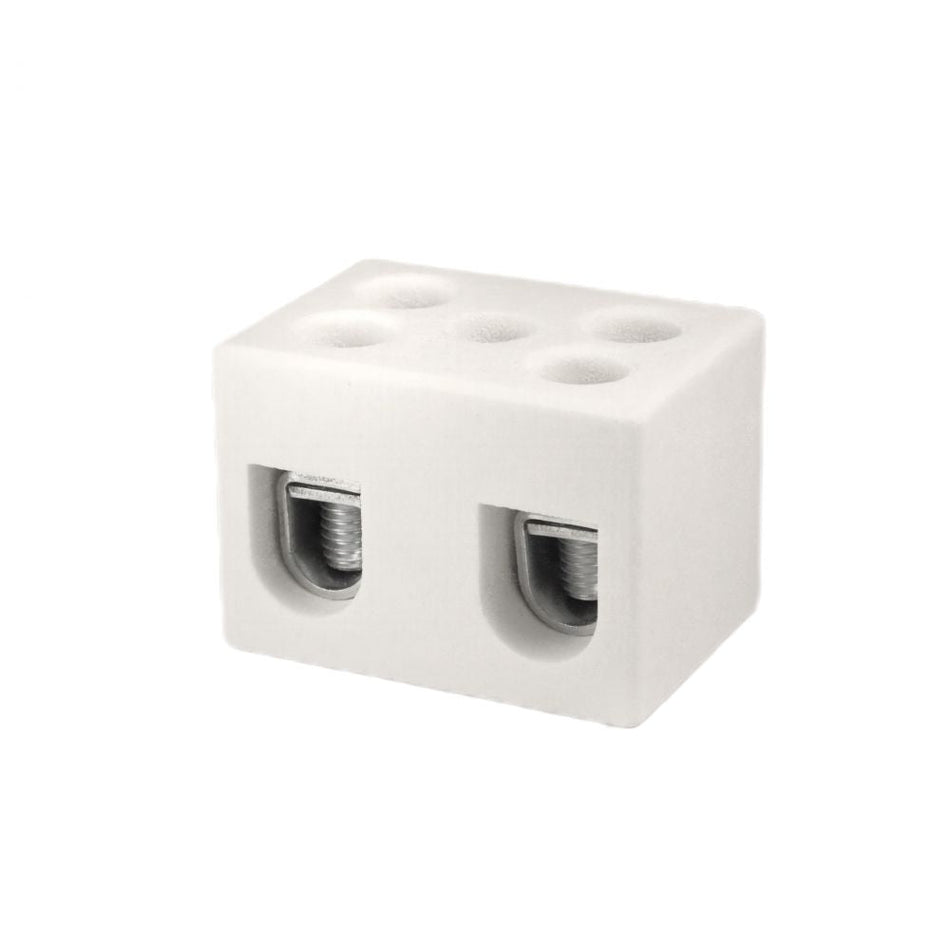 ONKA 25mm2 2-raiteinen Steatiitti / Posliini / Keraaminen liitin, 2-raiteinen valkoinen