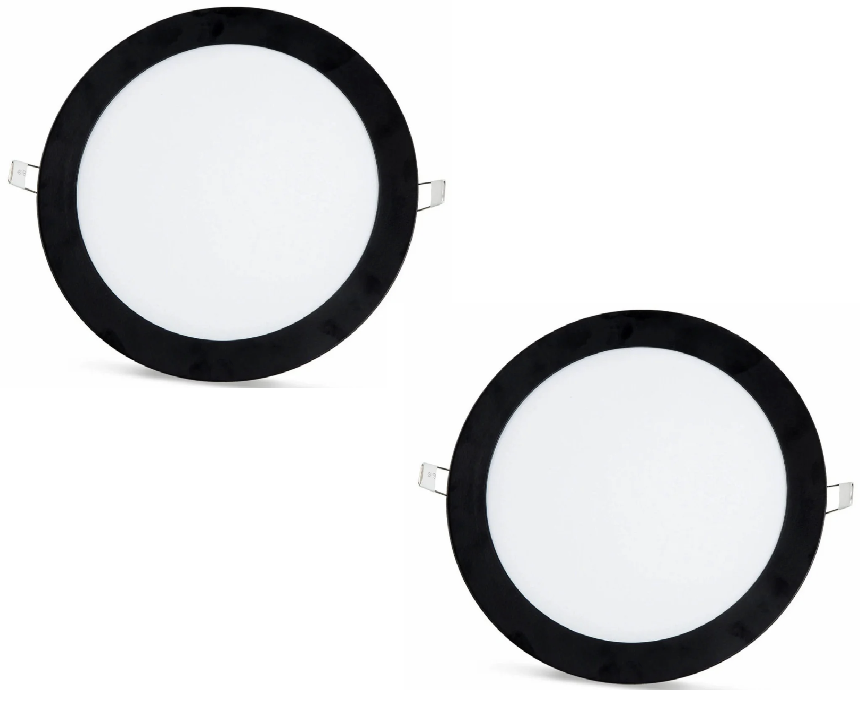 2 kpl - SLIM LED-paneeli musta runko kylmävalkoinen /6500K 18W / 1620Lm pyöreä upotettu pyöreä (virtalähde sisältyy) 6500K YL10-1800-S