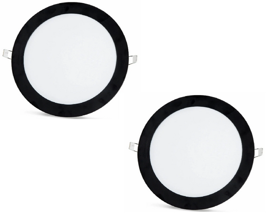 2 kpl - SLIM LED-paneeli musta runko kylmävalkoinen /6500K 18W / 1620Lm pyöreä upotettu pyöreä (virtalähde sisältyy) 6500K YL10-1800-S