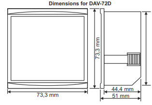 DAV-72D panel mount digital ammeter and voltmeter for AC current 100 amps, 150V
