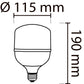 NOAS 40W (300W) LED-lamppu TORCH-tyyppinen, kylmän valkoinen / 6500K, 3600 Lm, YL95-4001