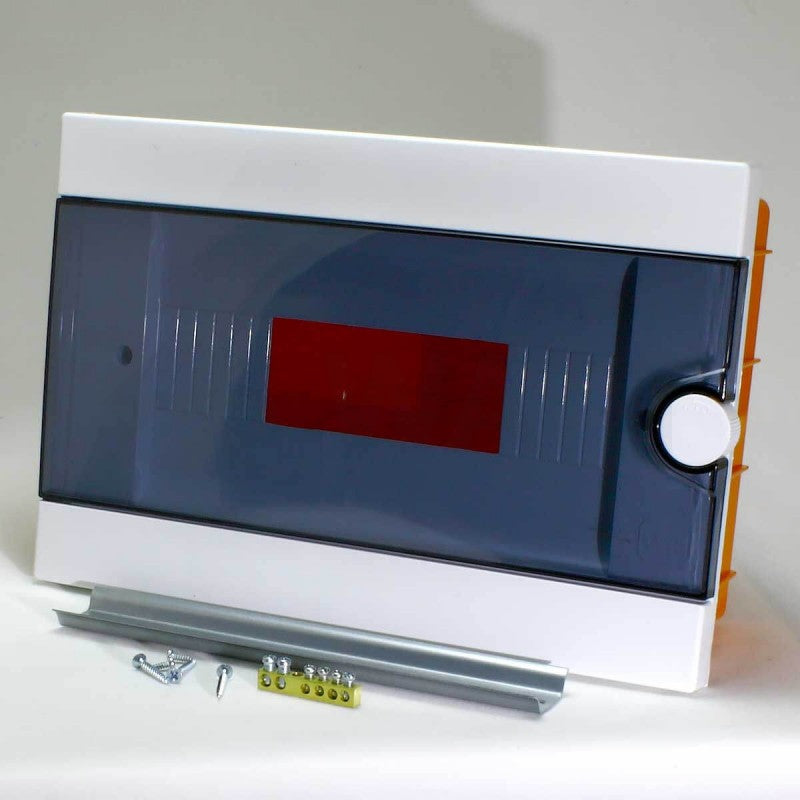 ARS modular switch cabinet 12 MOD (12 fuses), plastic flush-mounted switch cabinet, transparent door IP40, 341219