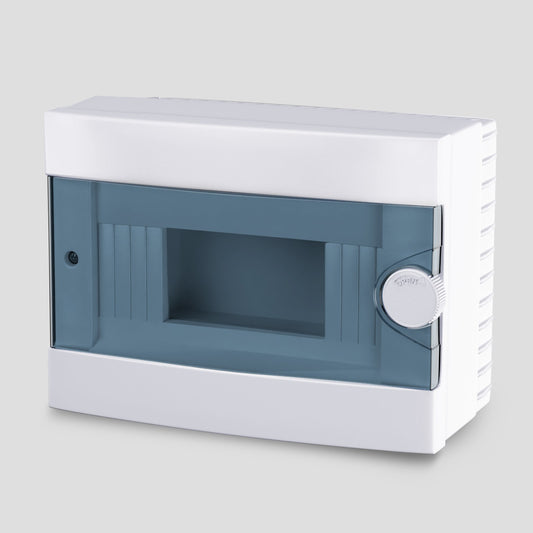 ARS modulaarinen kytkinkaappi 9 MOD (9 sulaketta), pinta-asennettava kytkinkaappi, muovia, läpinäkyvä ovi IP40, 341214