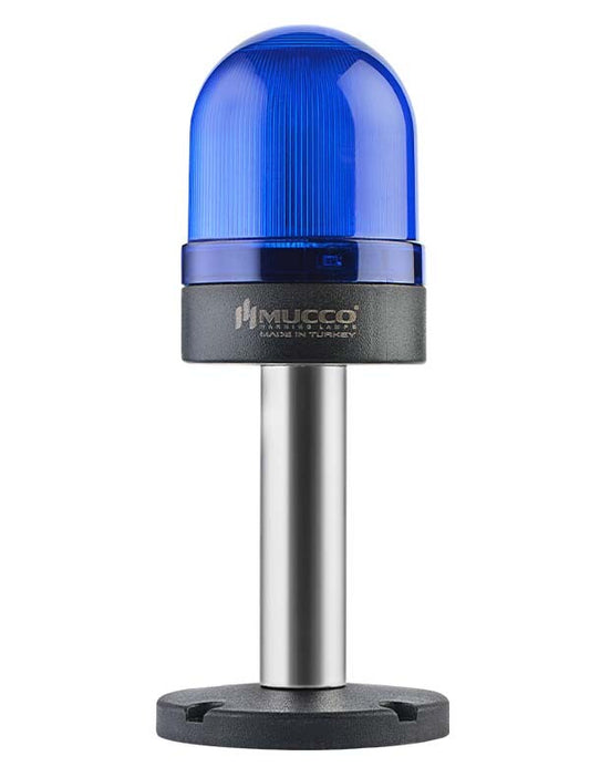 Vilkkuva ø70 NUT.CONN.SIGNAL BEACON WITH BUZZ., 40-250V AC/DC., SININEN 10cm EXT.TUBE:lla