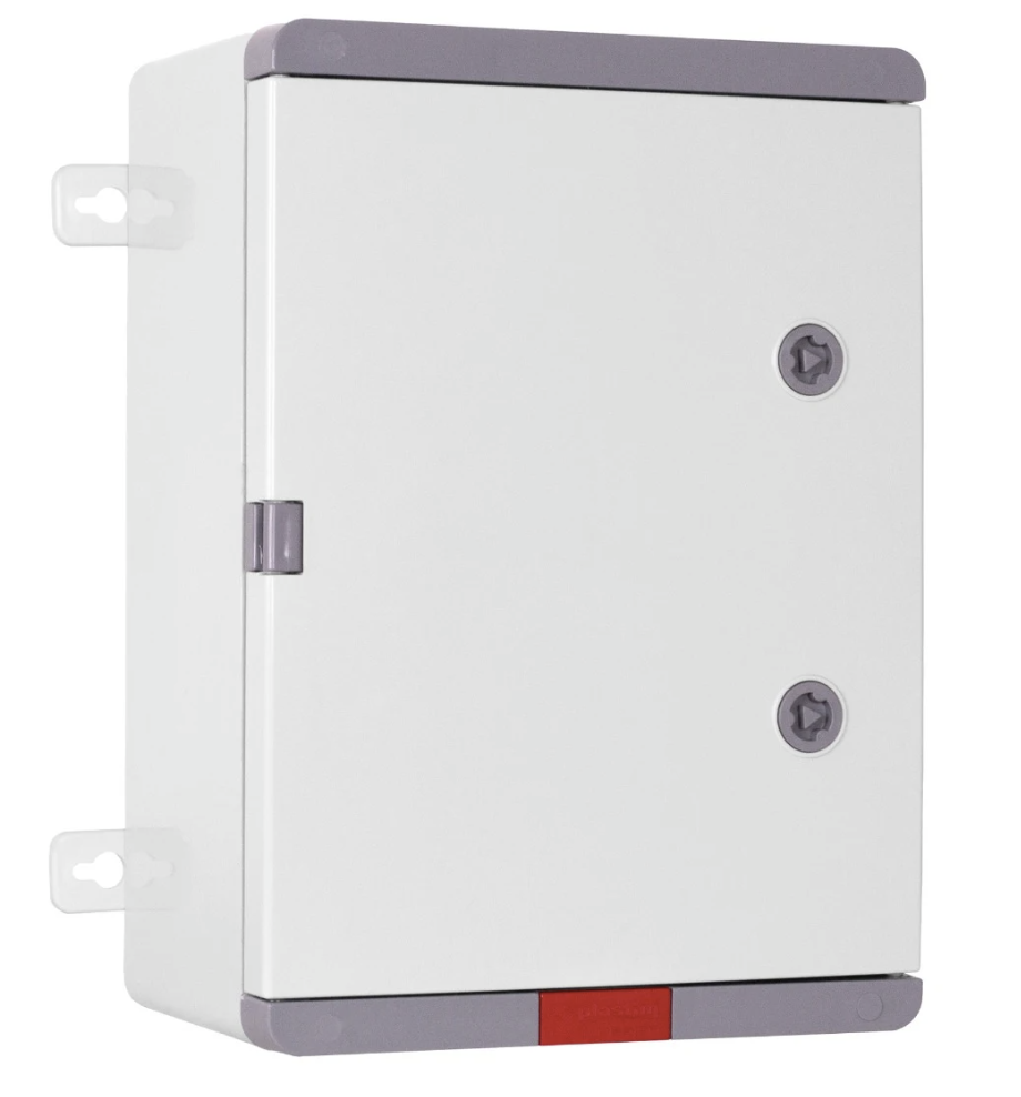 Plastic enclosure IP 67, with grey door, 350x250x150 mm.