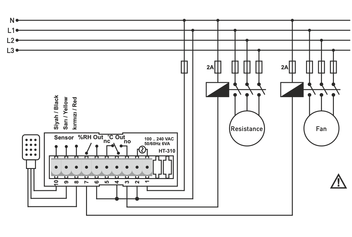 Digital temperature and humidity control relay for panel mounting, ON - OFF