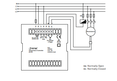 Temperature controller for panel mounting ON-OFF/proportional, up to 400ºC