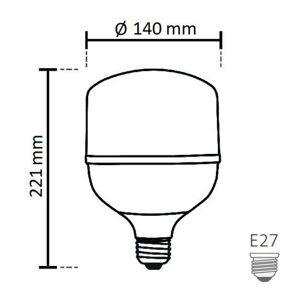 NOAS 60W (450W) LED-lamppu TORCH-tyyppinen, kylmän valkoinen / 6500K, 5400 Lm, YL95-6001