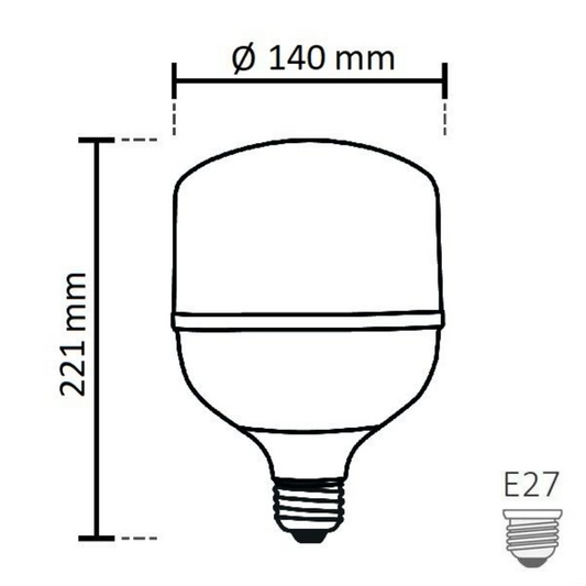 NOAS 60W (450W) LED-lamppu TORCH-tyyppinen, kylmän valkoinen / 6500K, 5400 Lm, YL95-6001