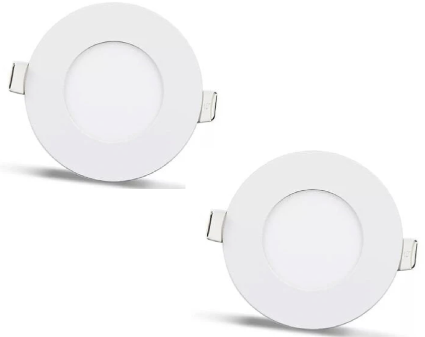 2pcs - Round LED Panel 3W / 270Lm Warm White Round Recessed (Power Supply Included) 3200K YL10-0301