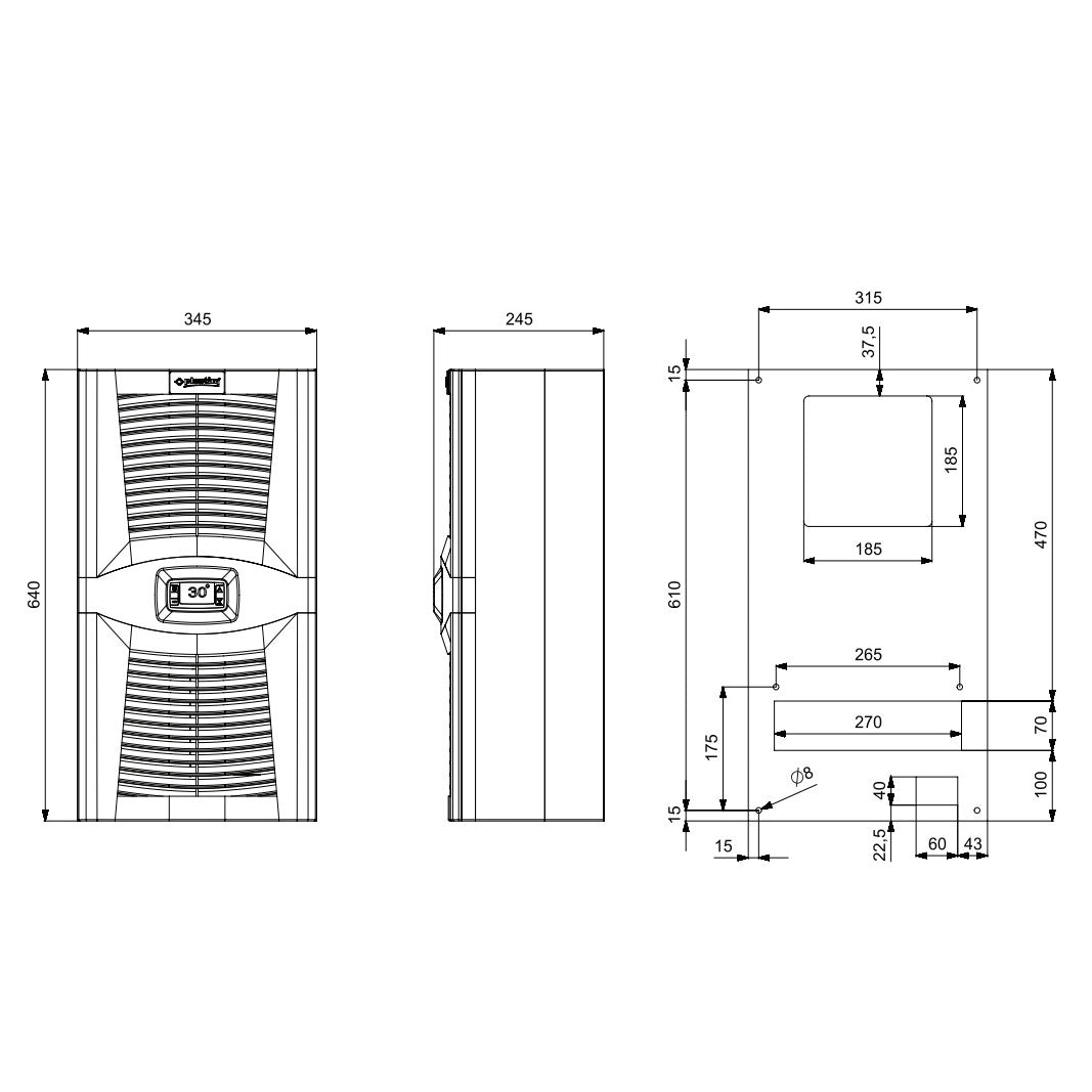 Ilmastointilaite jakokeskuksiin / Jäähdytin 550W, PAD0550.01, Plastim