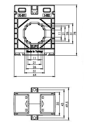 ONKA Mittausmuunnin VIRTA MUUNNIN 250/5A, 30MM, LUOKKA 0.5S, 2.5VA (TK302505303 / 80011764)