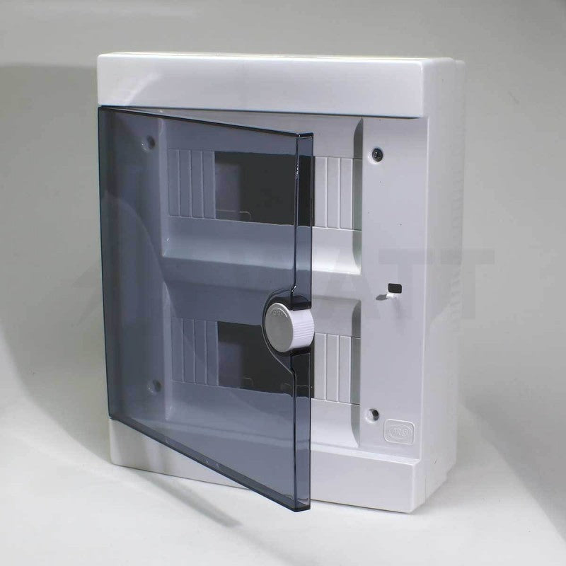 ARS Modular switch cabinet 16 MOD (16 fuses), surface-mounted switch cabinet, plastic, transparent door IP40, 341205