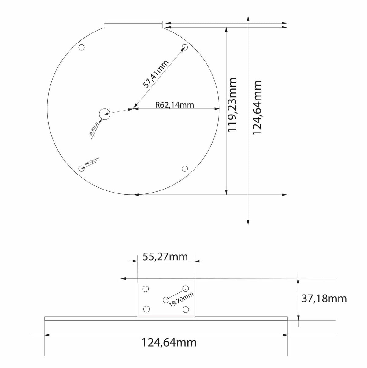 Ø90 Metallinen kiinnityskannake / kiinnityskulma merkkivalaisimille