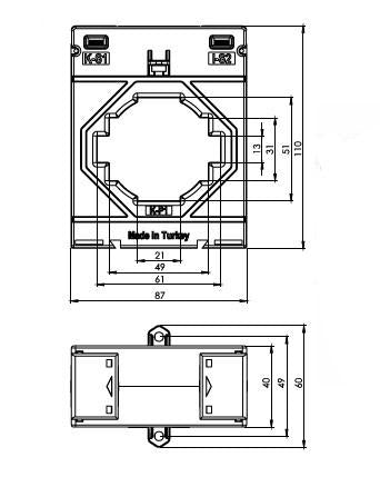 ONKA Virtamuuntaja - VIRTamuuntaja 600/5A, 60MM, LUOKKA 0.5S, 5VA (TK606005304 / 80011767)