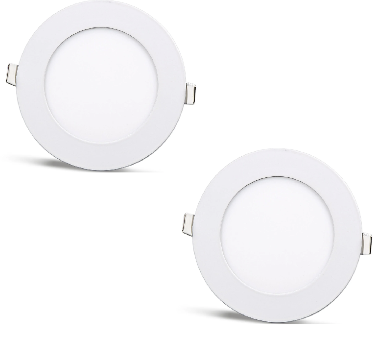 2 kpl - pyöreä LED-paneeli 6W / 540Lm kylmänvalkoinen pyöreä upotettu (virtalähde sisältyy) 6500K YL10-0600