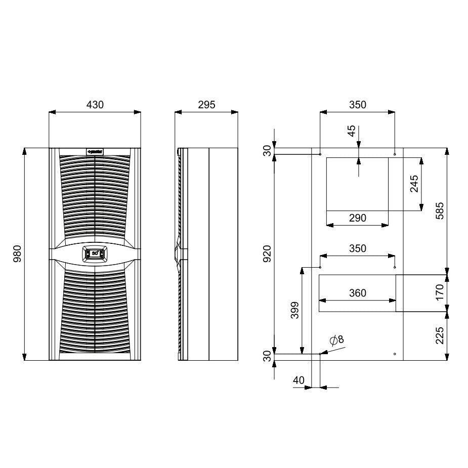 Ilmastointilaite jakokeskuksiin / Cooler 1600W, PAD1600.01, Plastim