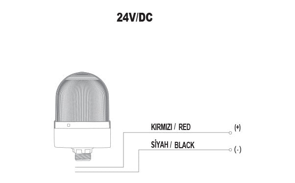 Vilkkuva ø70 NUT.CONN.SIGNAL BEACON WITH BUZZ., 40-250V AC/DC., SININEN 10cm EXT.TUBE:lla